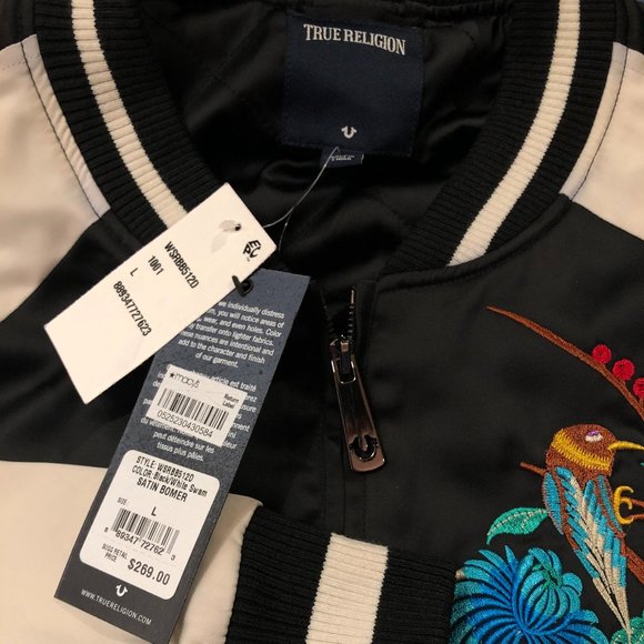 True Religion Satin Floral Embroidered Jacket - Picture 7 of 8